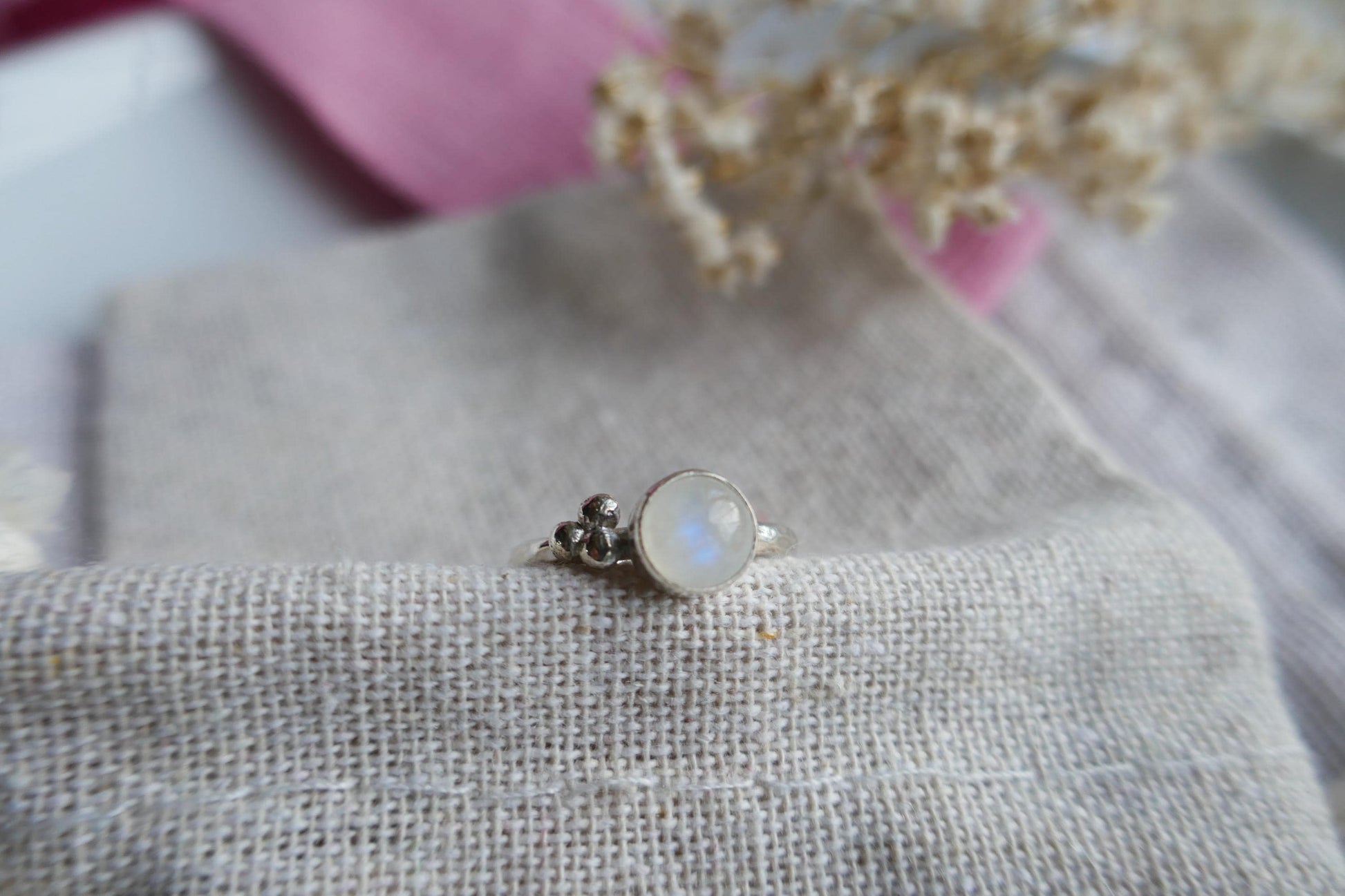 rainbow moonstone ring gift for valentines day UK
