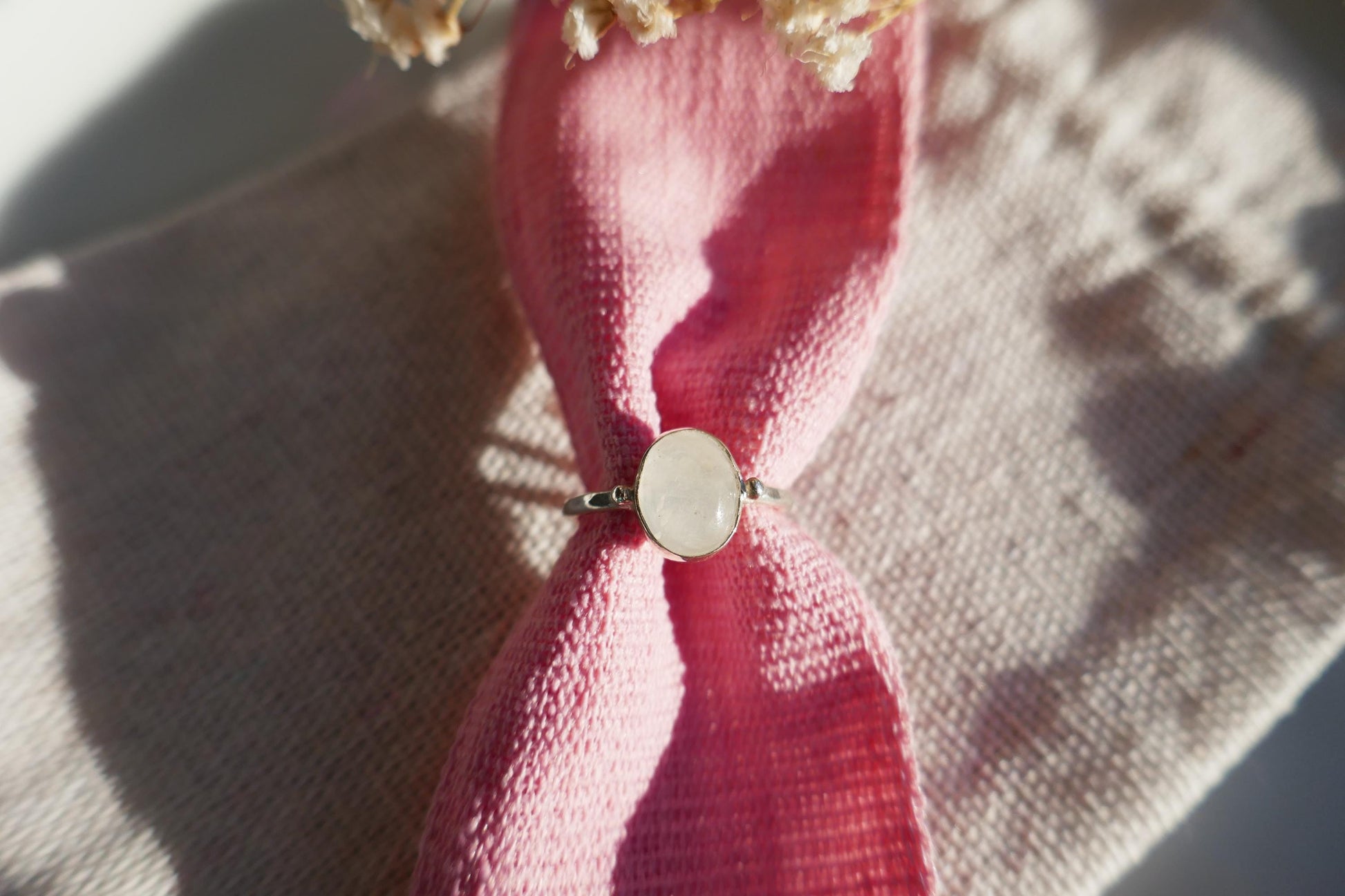 handmade moonstone ring with thin band