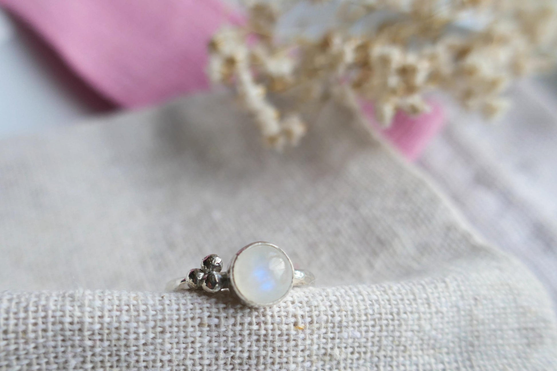 recycled silver and ethical gemstone ring small