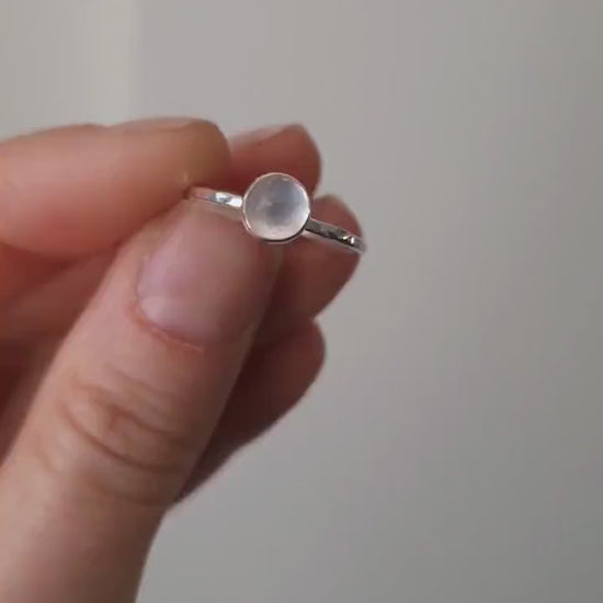 Rose quartz sterling silver ring | Handmade faceted rose quartz ring with recycled sterling silver | Pale pink gemstone ring