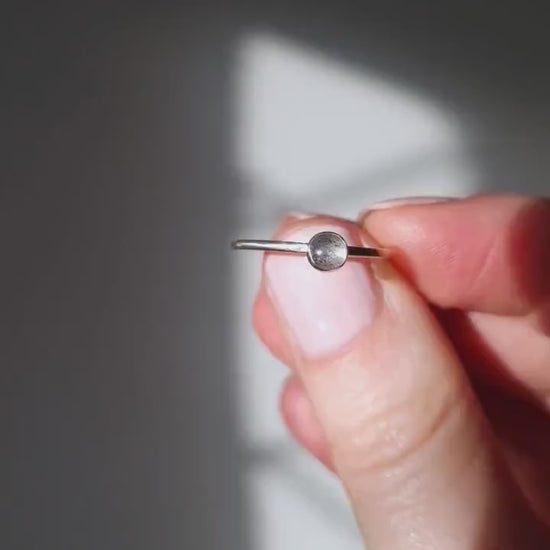 Labradorite and recycled sterling silver stacking ring | Handmade gemstone and 925 silver skinny ring | Simple gemstone silver ring