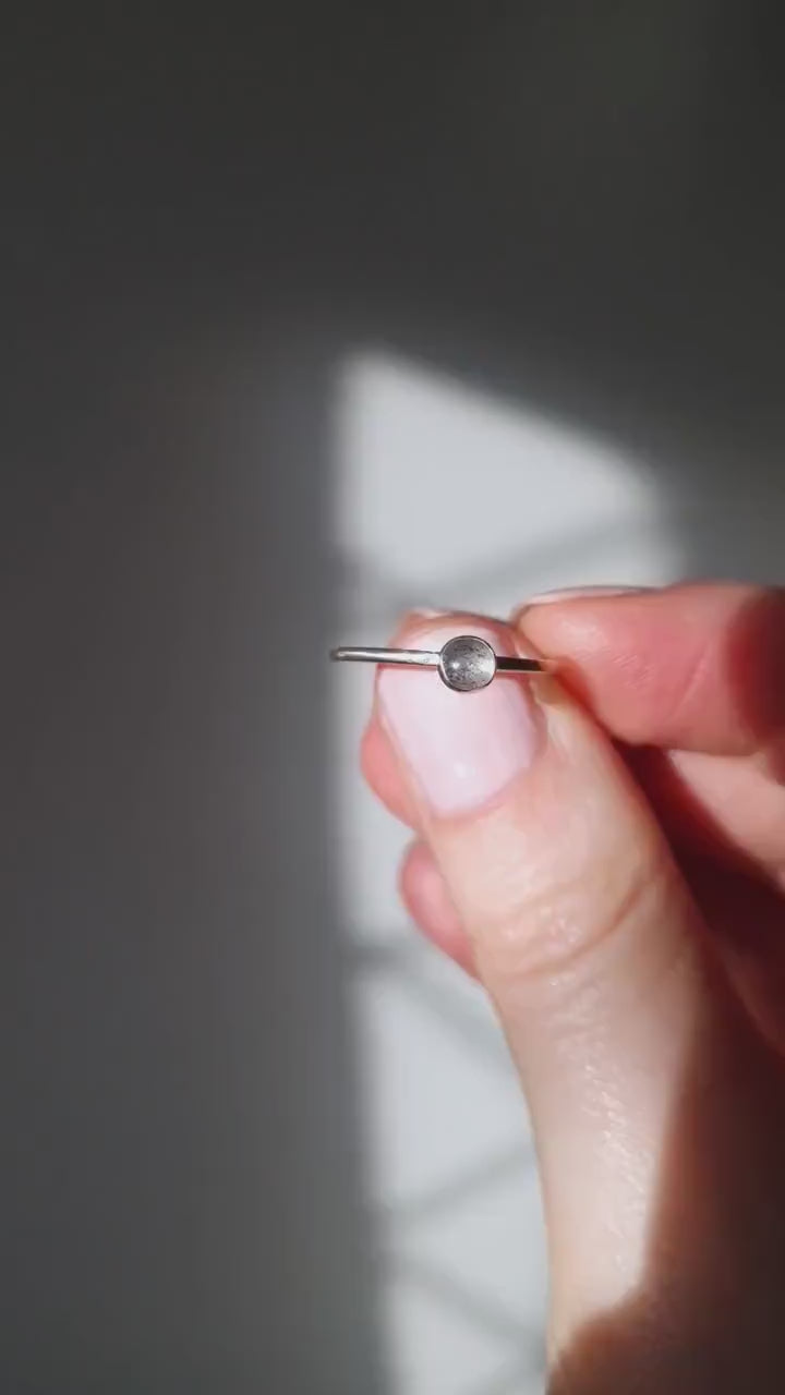 Labradorite and recycled sterling silver stacking ring | Handmade gemstone and 925 silver skinny ring | Simple gemstone silver ring