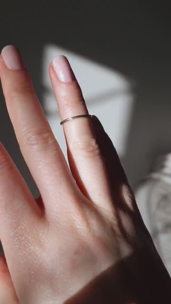 Recycled sterling silver stacking ring | Handmade plain sterling silver skinny ring | Simple hammered 925 silver pinkie ring