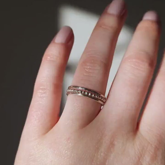 Minimalist sterling silver stacking ring set | 3 handmade recycled sterling silver skinny rings | Simple thin hammered 925 silver ring