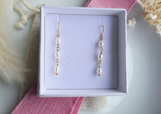 Gold filled pearl drop earrings