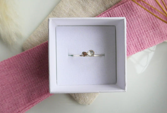 Moonstone and rose quartz ring size Q.5