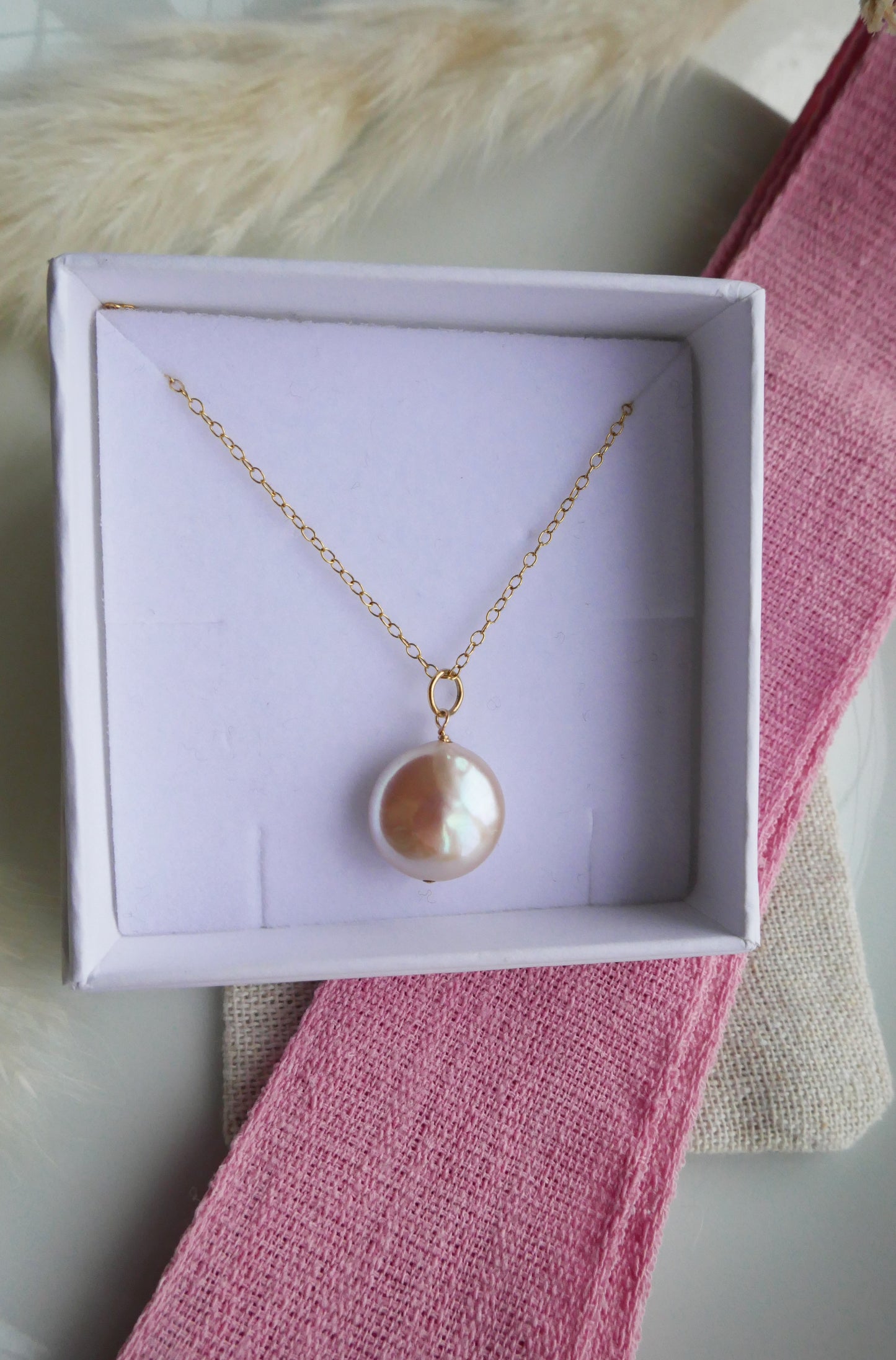 Coin pearl gold filled necklace