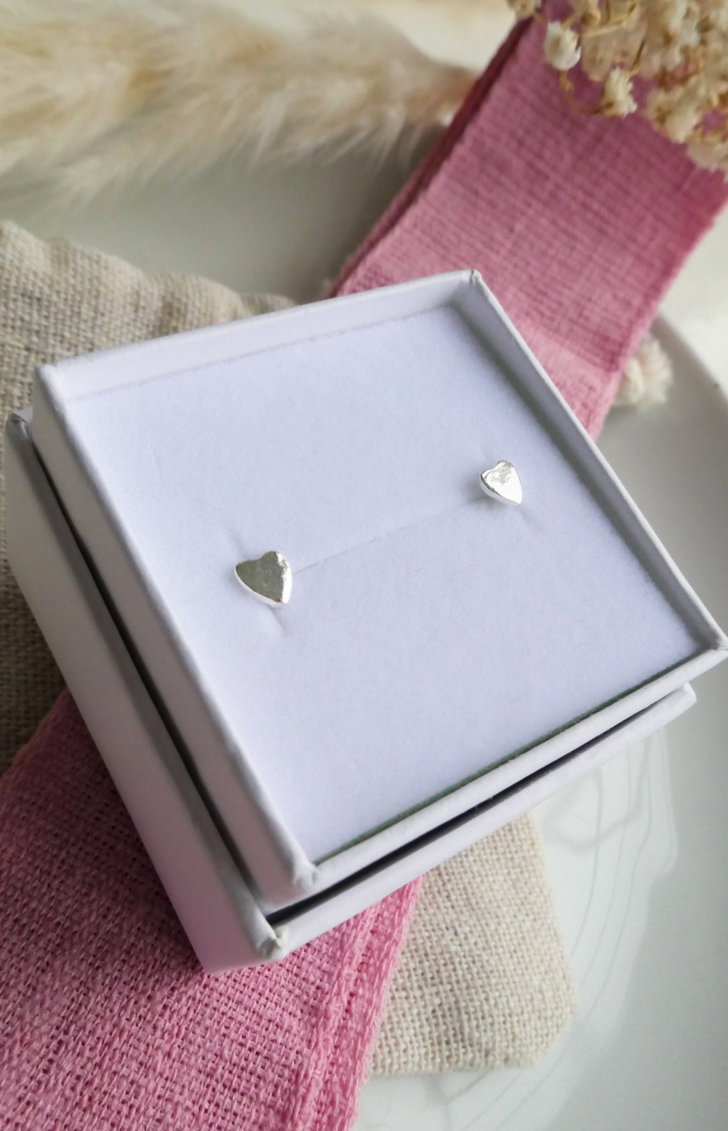Dainty heart stud earrings